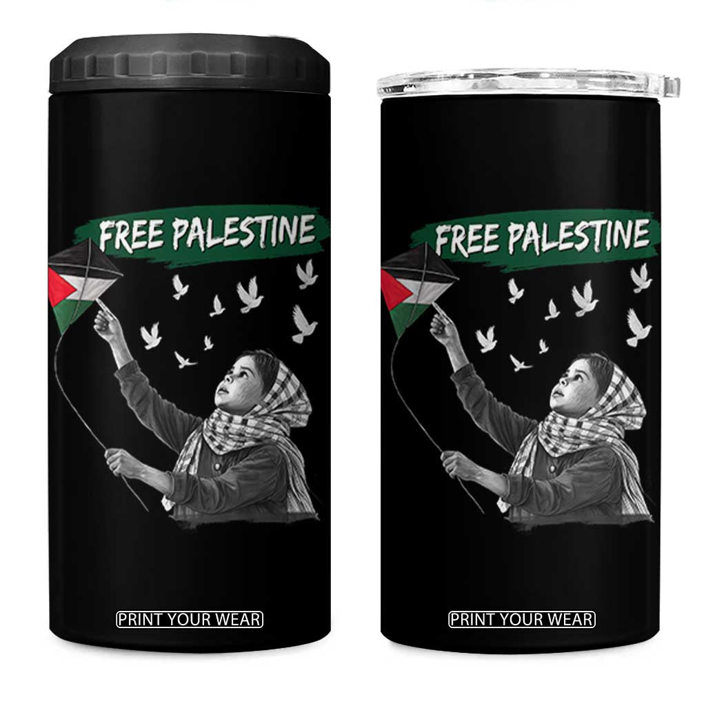 Free Palestine 4 in 1 Can Cooler Tumbler Gaza Palestinian Flag TS10 One Size: 16 oz Black Print Your Wear