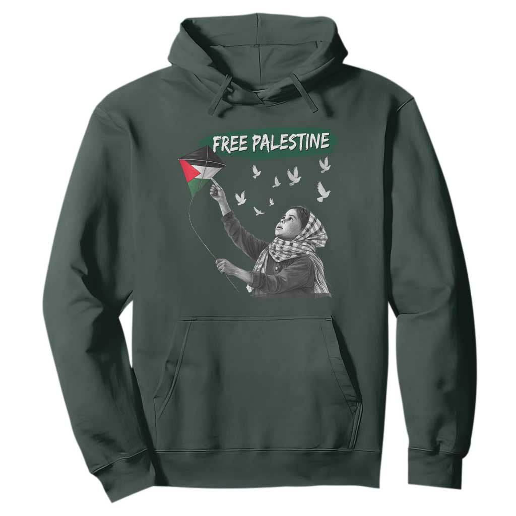 Free Palestine Hoodie Gaza Palestinian Flag TS10 Dark Forest Green Print Your Wear