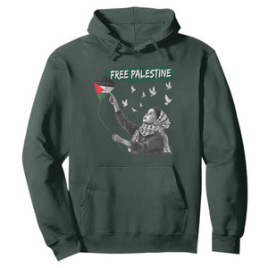 Free Palestine Hoodie Gaza Palestinian Flag TS10 Dark Forest Green Print Your Wear