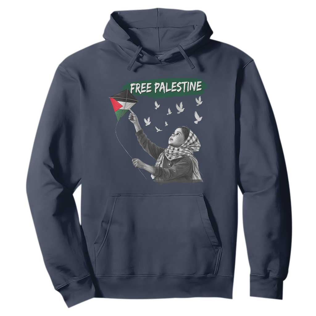 Free Palestine Hoodie Gaza Palestinian Flag TS10 Navy Print Your Wear