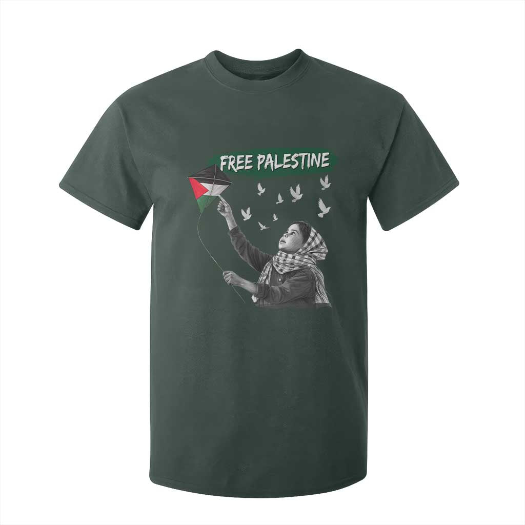 Free Palestine T Shirt For Kid Gaza Palestinian Flag TS10 Dark Forest Green Print Your Wear