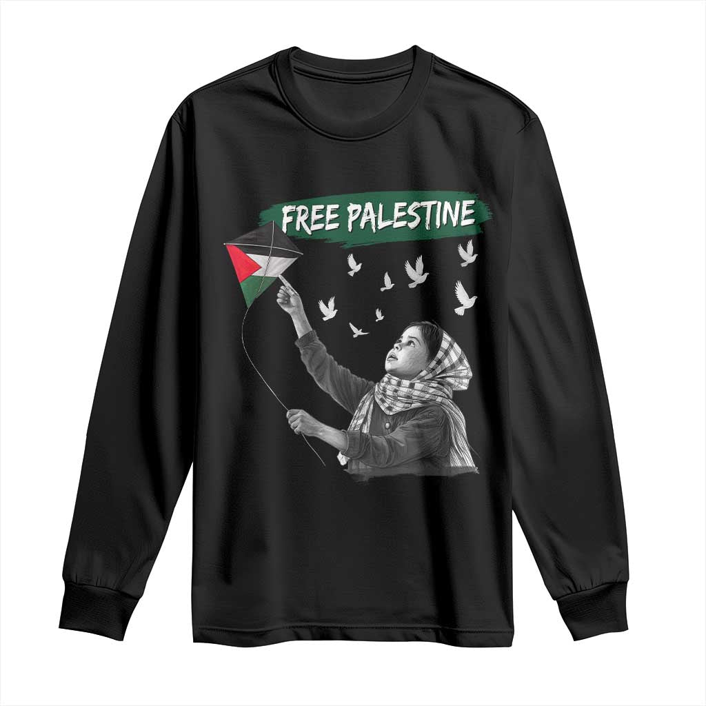 Free Palestine Long Sleeve Shirt Gaza Palestinian Flag TS10 Black Print Your Wear