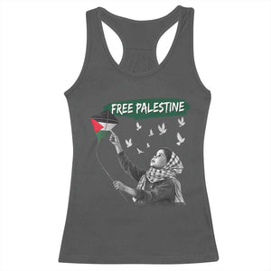 Free Palestine Racerback Tank Top Gaza Palestinian Flag TS10 Dark Heather Print Your Wear