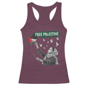 Free Palestine Racerback Tank Top Gaza Palestinian Flag TS10 Maroon Print Your Wear