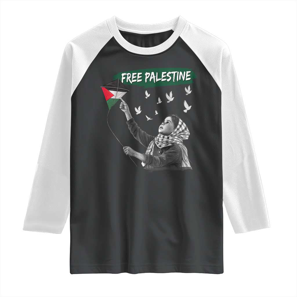 Free Palestine Raglan Shirt Gaza Palestinian Flag - Print Your Wear