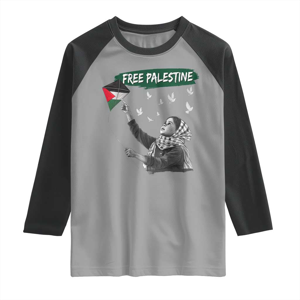 Free Palestine Raglan Shirt Gaza Palestinian Flag TS10 Sport Gray Black Print Your Wear