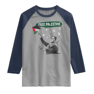 Free Palestine Raglan Shirt Gaza Palestinian Flag TS10 Sport Gray Navy Print Your Wear