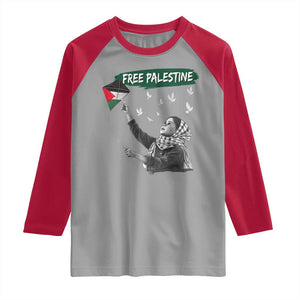 Free Palestine Raglan Shirt Gaza Palestinian Flag TS10 Sport Gray Red Print Your Wear