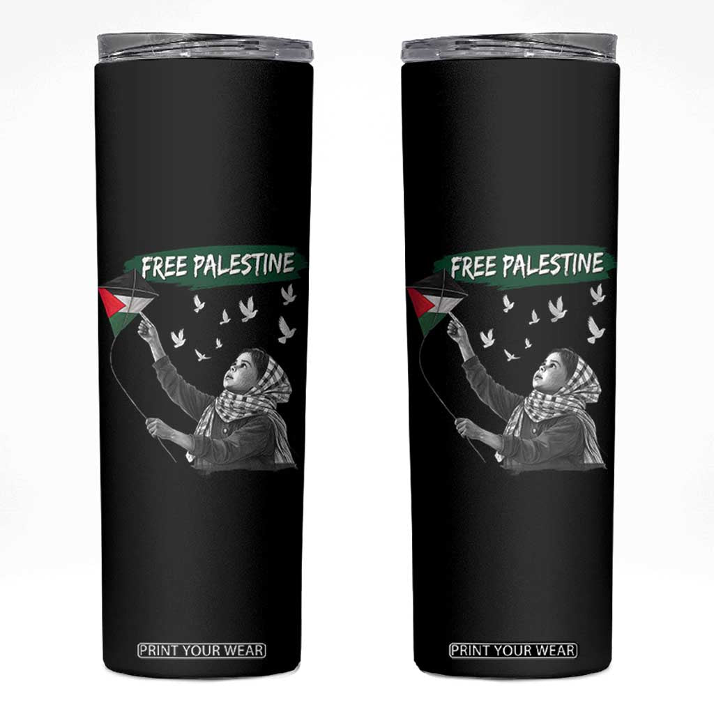 Free Palestine Skinny Tumbler Gaza Palestinian Flag TS10 Black Print Your Wear
