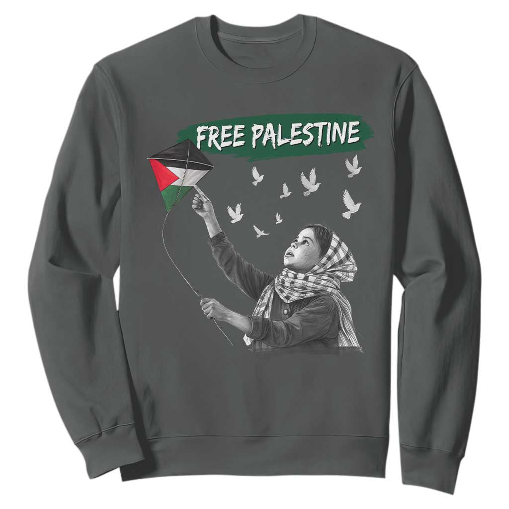Free Palestine Sweatshirt Gaza Palestinian Flag TS10 Dark Heather Print Your Wear