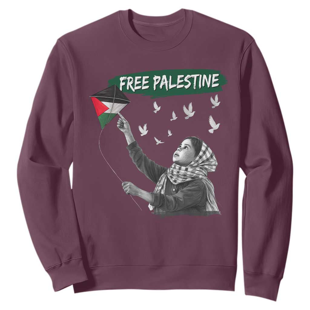 Free Palestine Sweatshirt Gaza Palestinian Flag TS10 Maroon Print Your Wear