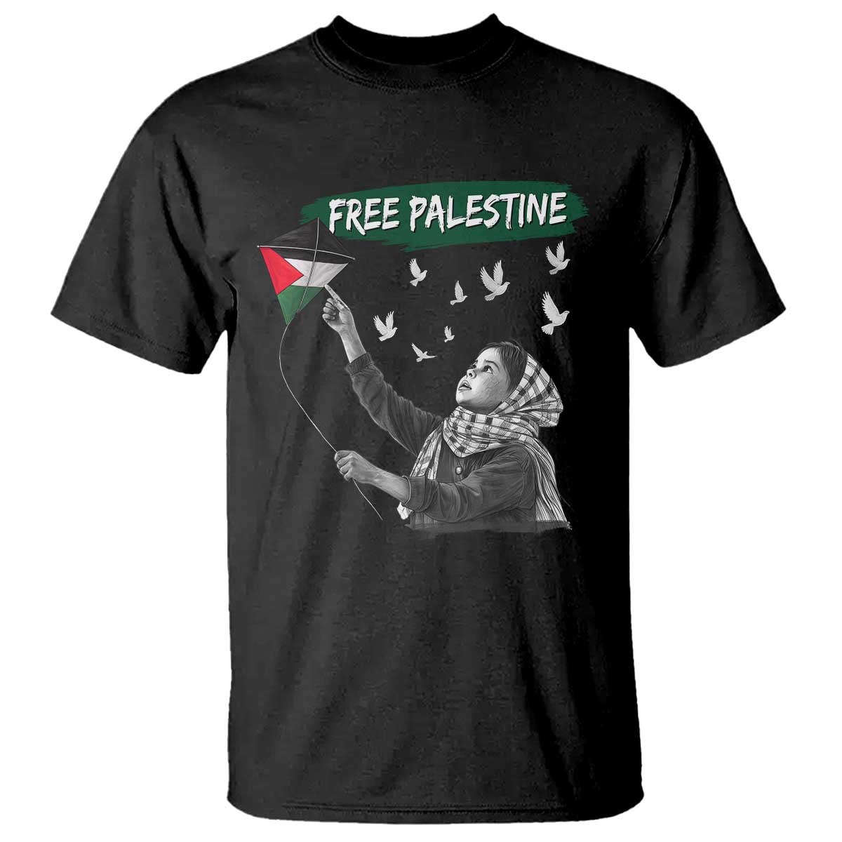 Free Palestine T Shirt Gaza Palestinian Flag TS10 Black Print Your Wear