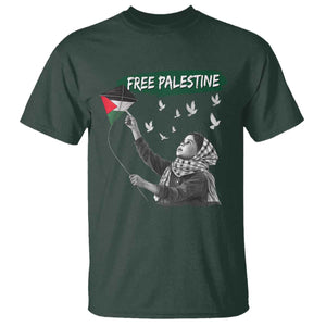 Free Palestine T Shirt Gaza Palestinian Flag TS10 Dark Forest Green Print Your Wear