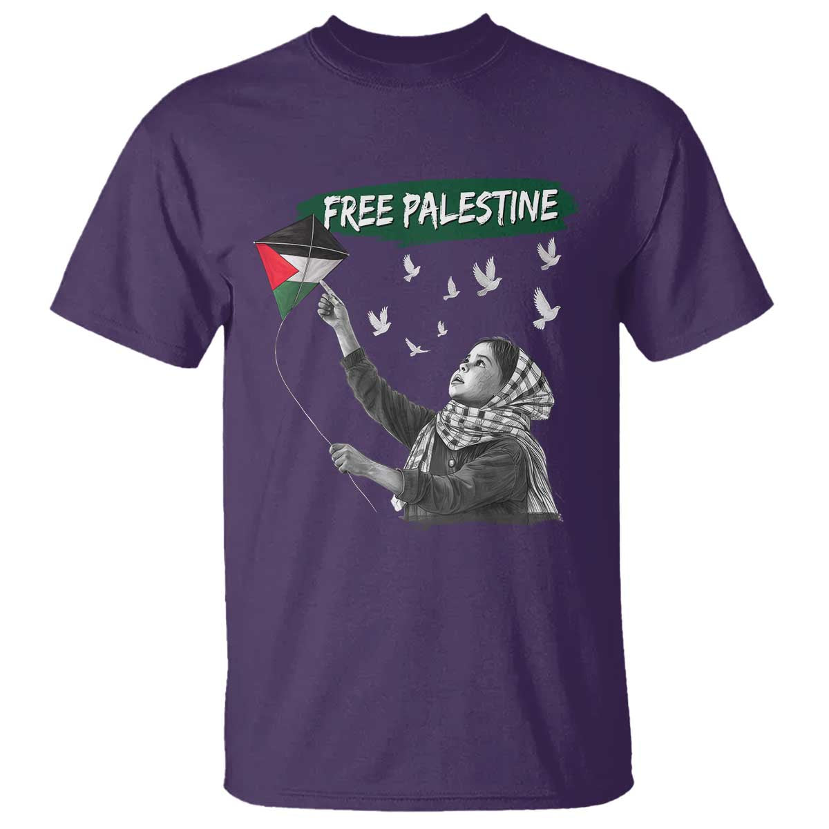 Free Palestine T Shirt Gaza Palestinian Flag TS10 Purple Print Your Wear