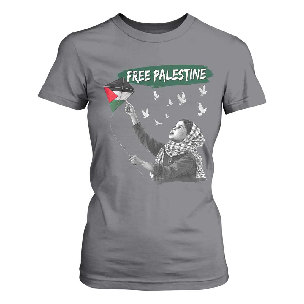 Free Palestine T Shirt For Women Gaza Palestinian Flag TS10 Charcoal Print Your Wear