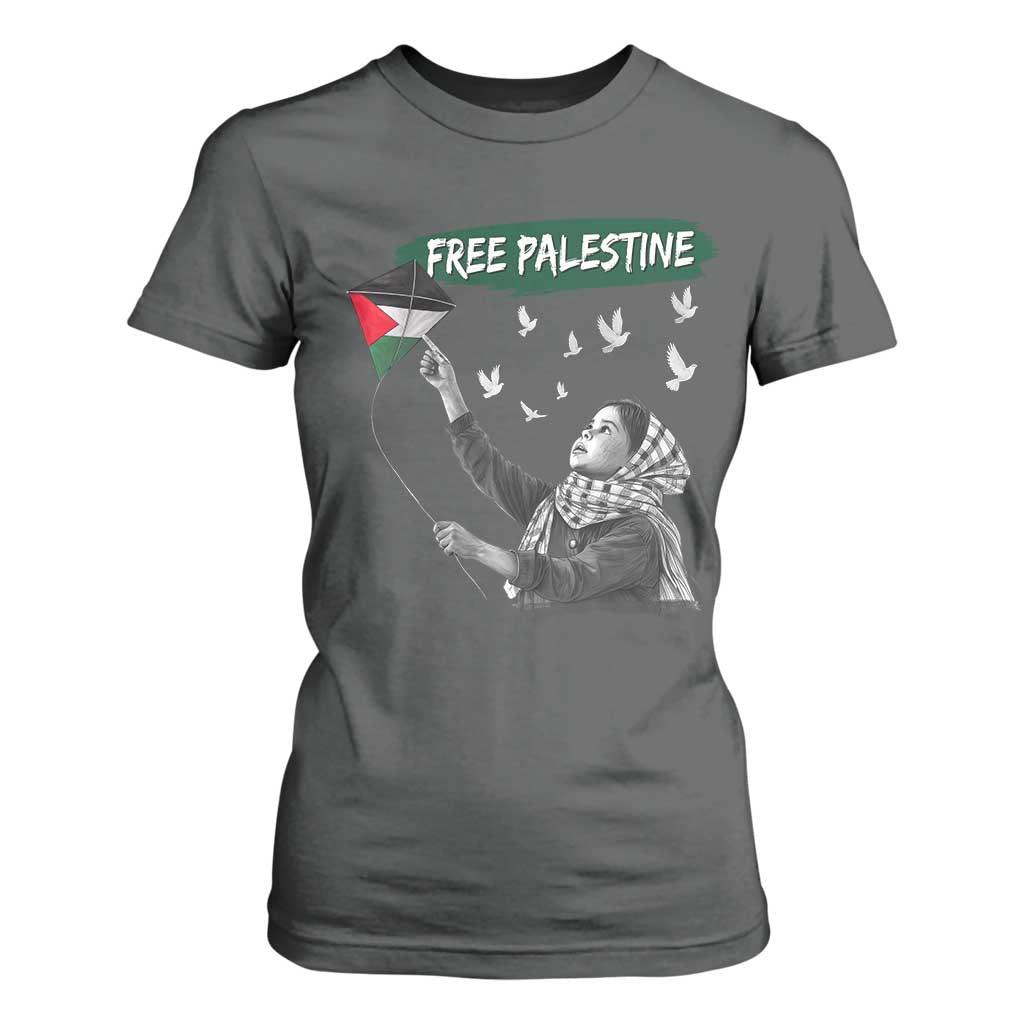 Free Palestine T Shirt For Women Gaza Palestinian Flag TS10 Dark Heather Print Your Wear