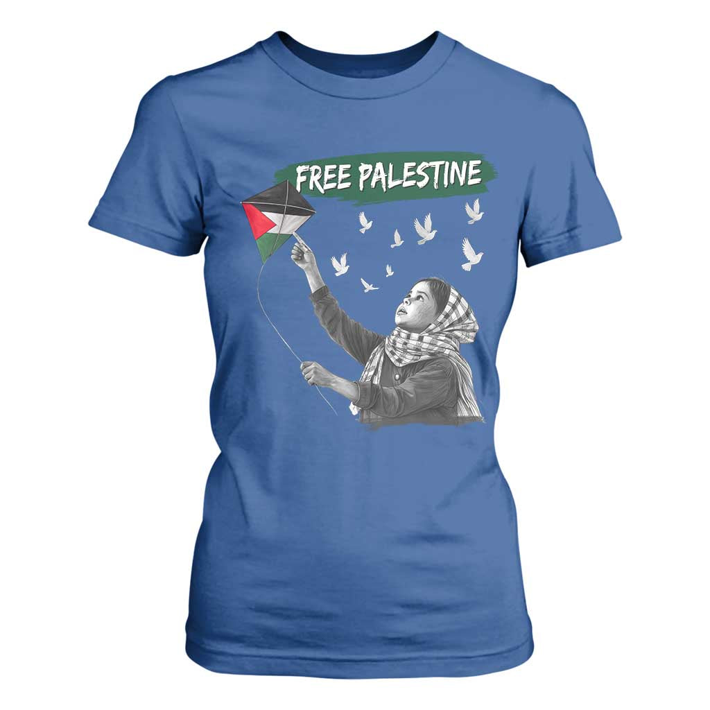 Free Palestine T Shirt For Women Gaza Palestinian Flag TS10 Royal Blue Print Your Wear
