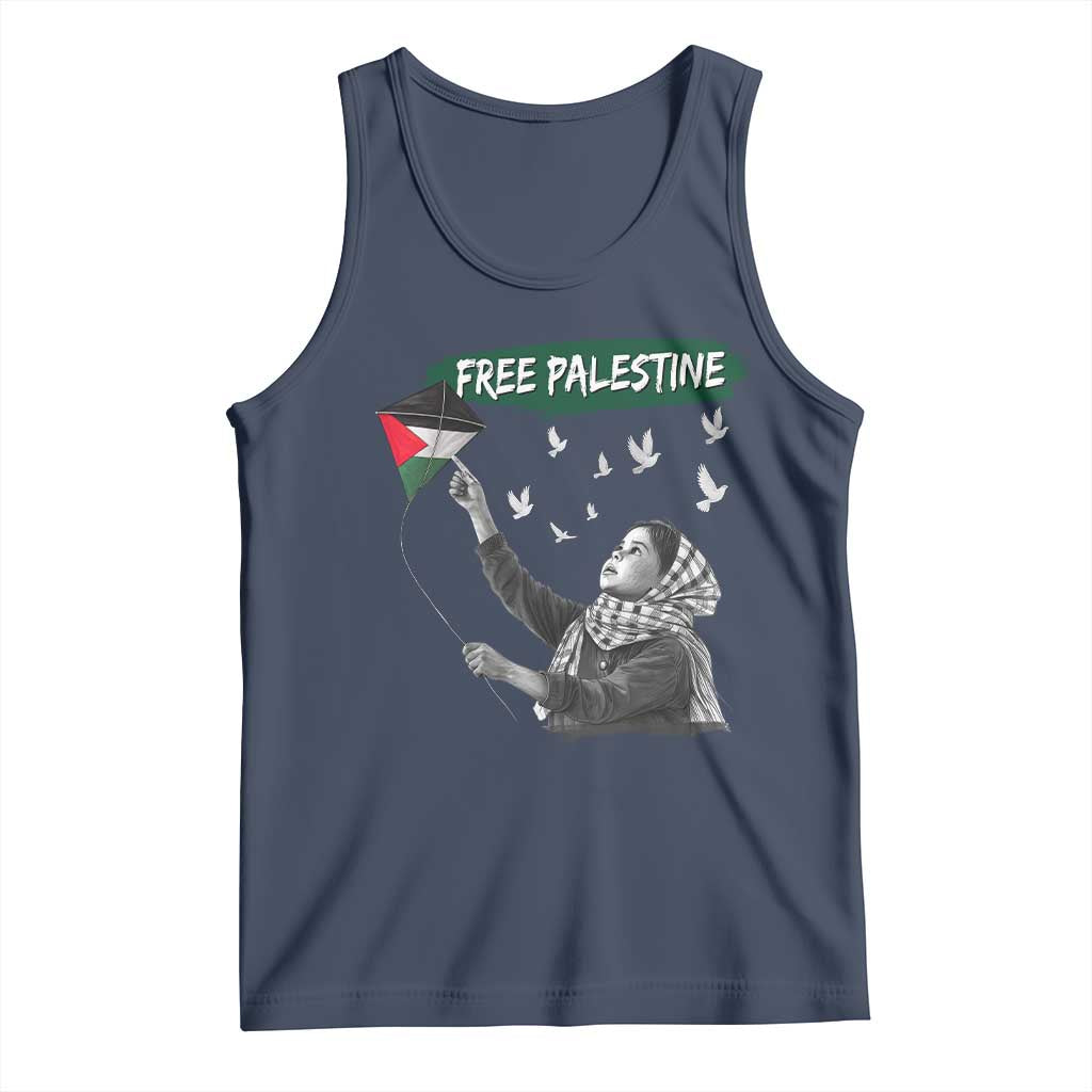 Free Palestine Tank Top Gaza Palestinian Flag TS10 Navy Print Your Wear