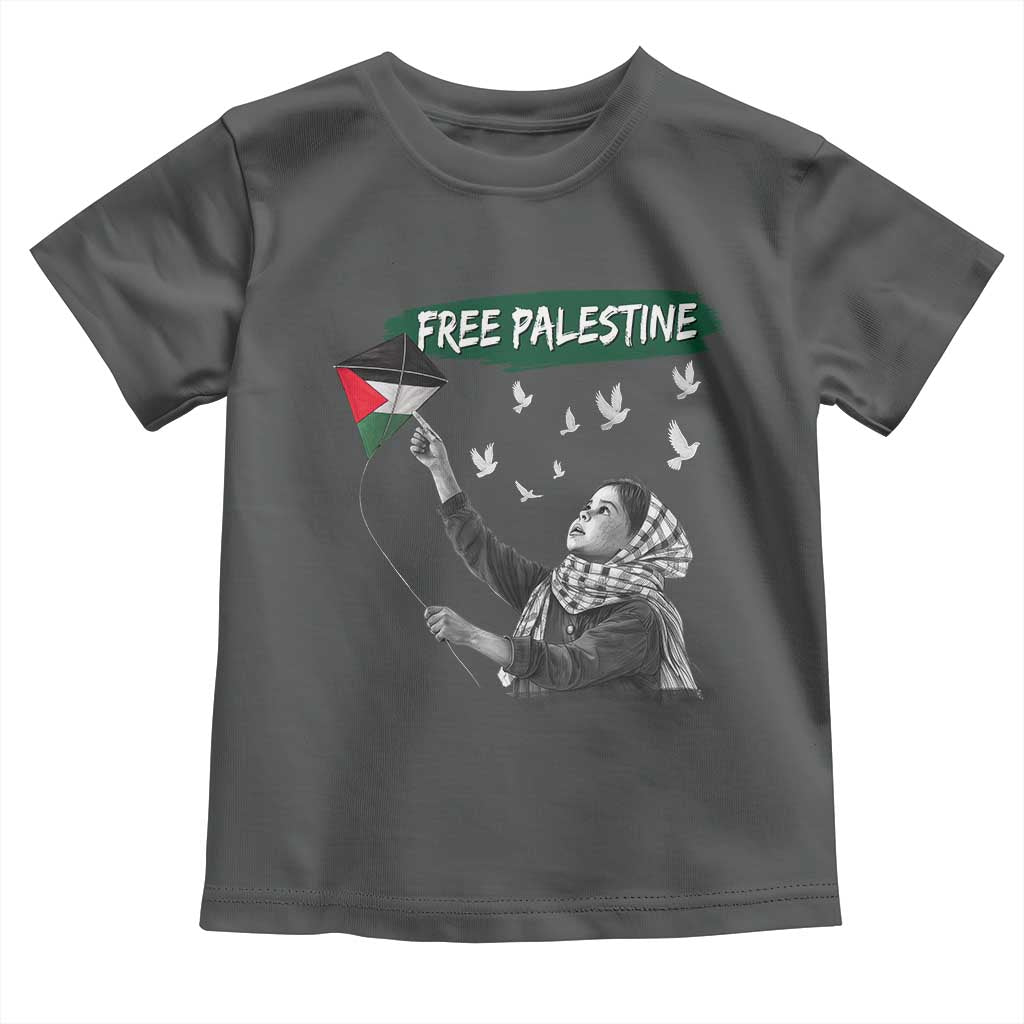 Free Palestine Toddler T Shirt Gaza Palestinian Flag TS10 Dark Heather Print Your Wear
