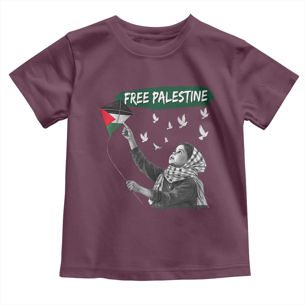 Free Palestine Toddler T Shirt Gaza Palestinian Flag TS10 Maroon Print Your Wear