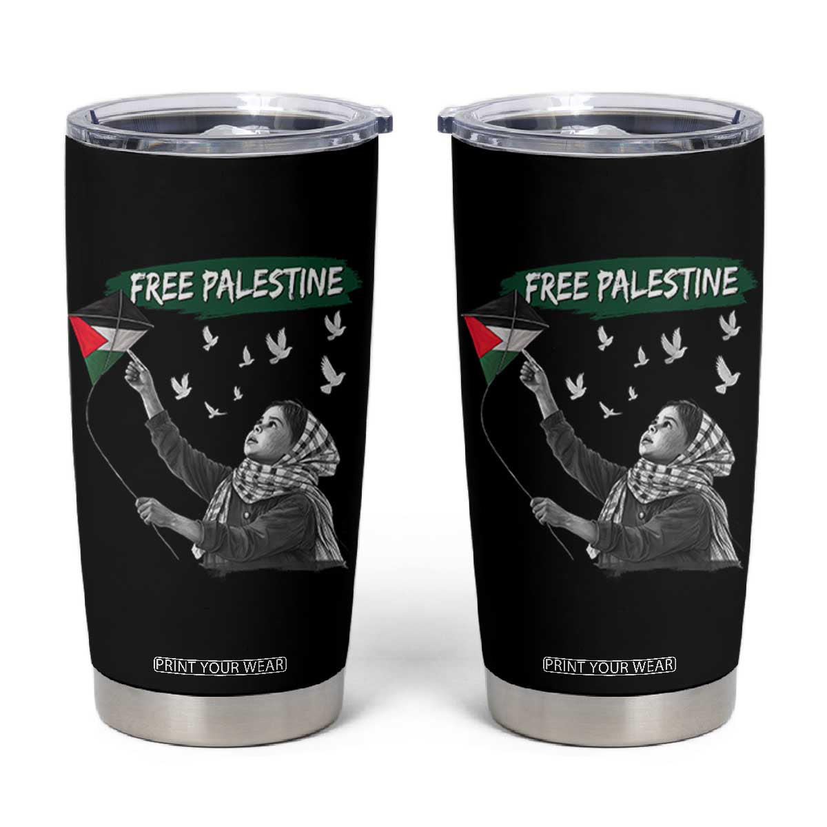 Free Palestine Tumbler Cup Gaza Palestinian Flag TS10 Black Print Your Wear