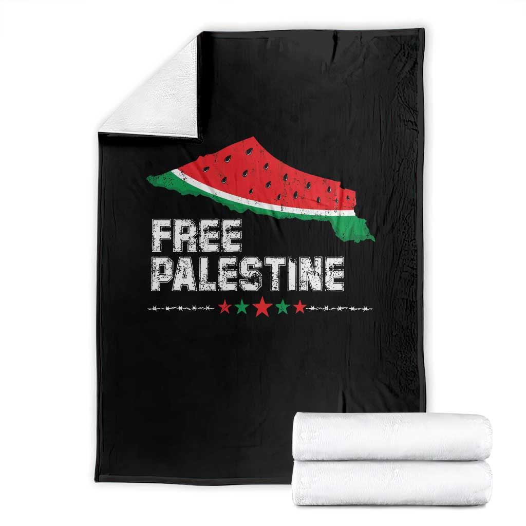 Free Palestine Throw Blanket Watermelon Map TS10 Black Print Your Wear