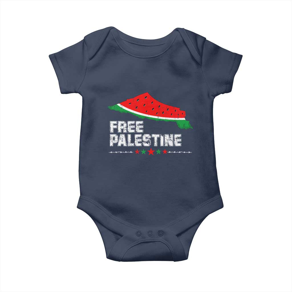 Free Palestine Baby Onesie Watermelon Map TS10 Navy Print Your Wear