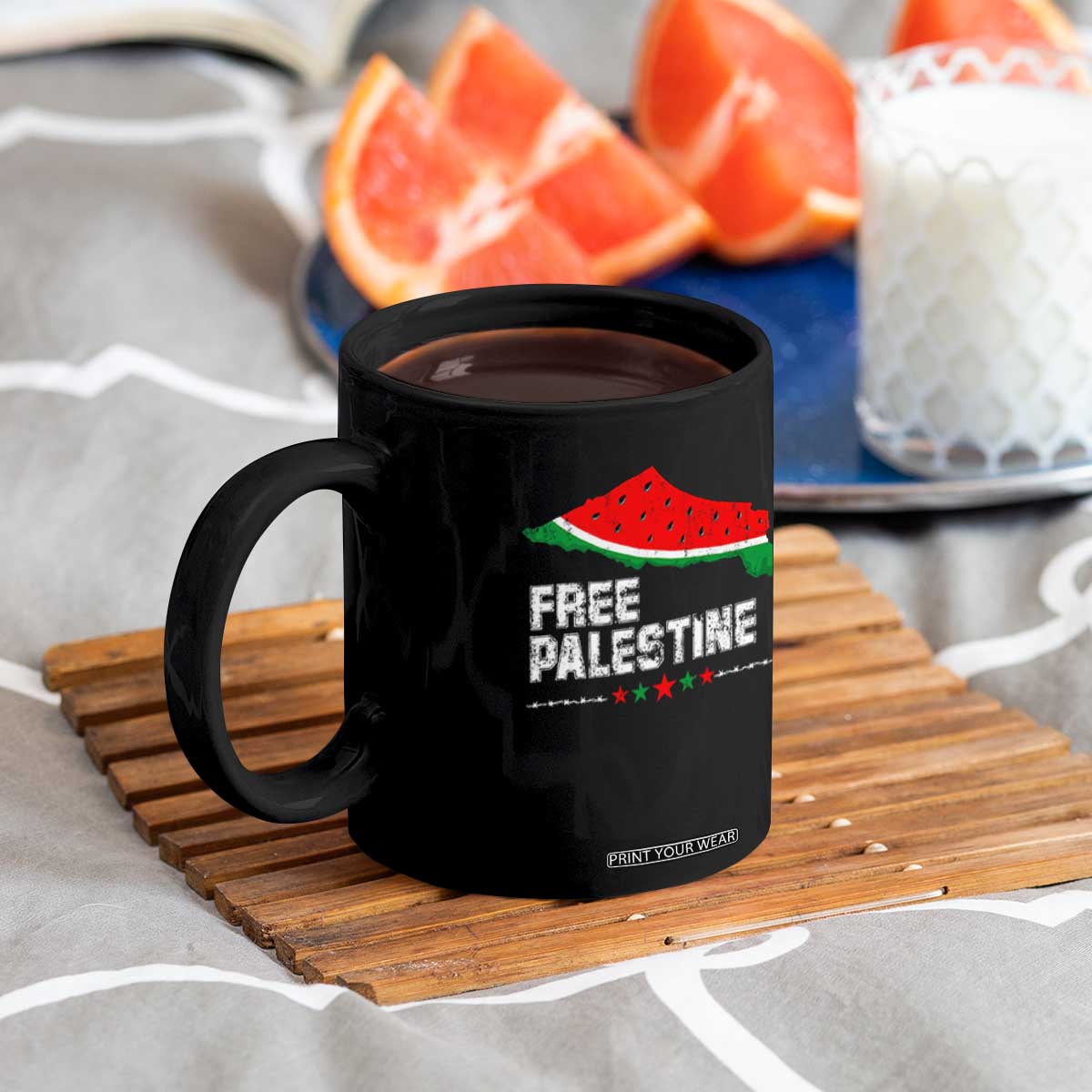Free Palestine Coffee Mug Watermelon Map TS10 Print Your Wear