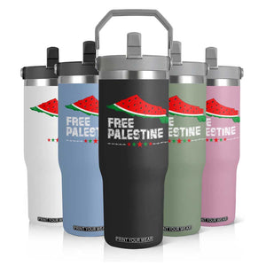 Free Palestine Flip Straw Tumbler Watermelon Map TS10 Print Your Wear