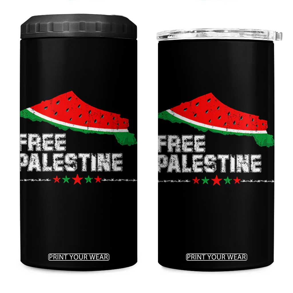 Free Palestine 4 in 1 Can Cooler Tumbler Watermelon Map TS10 One Size: 16 oz Black Print Your Wear