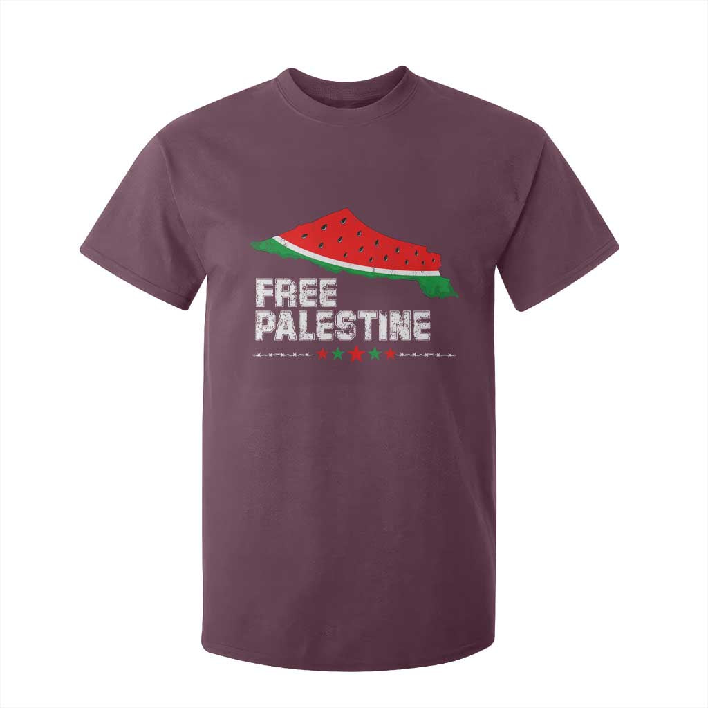 Free Palestine T Shirt For Kid Watermelon Map TS10 Maroon Print Your Wear