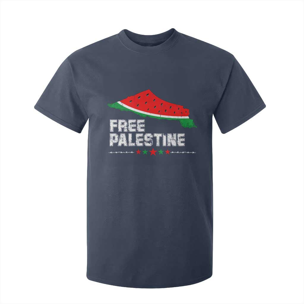 Free Palestine T Shirt For Kid Watermelon Map TS10 Navy Print Your Wear