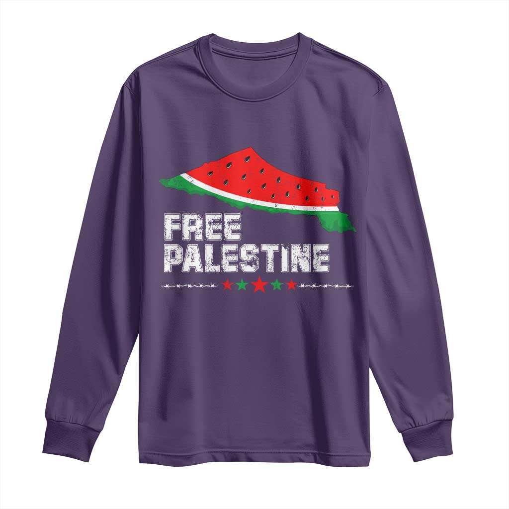 Free Palestine Long Sleeve Shirt Watermelon Map TS10 Purple Print Your Wear