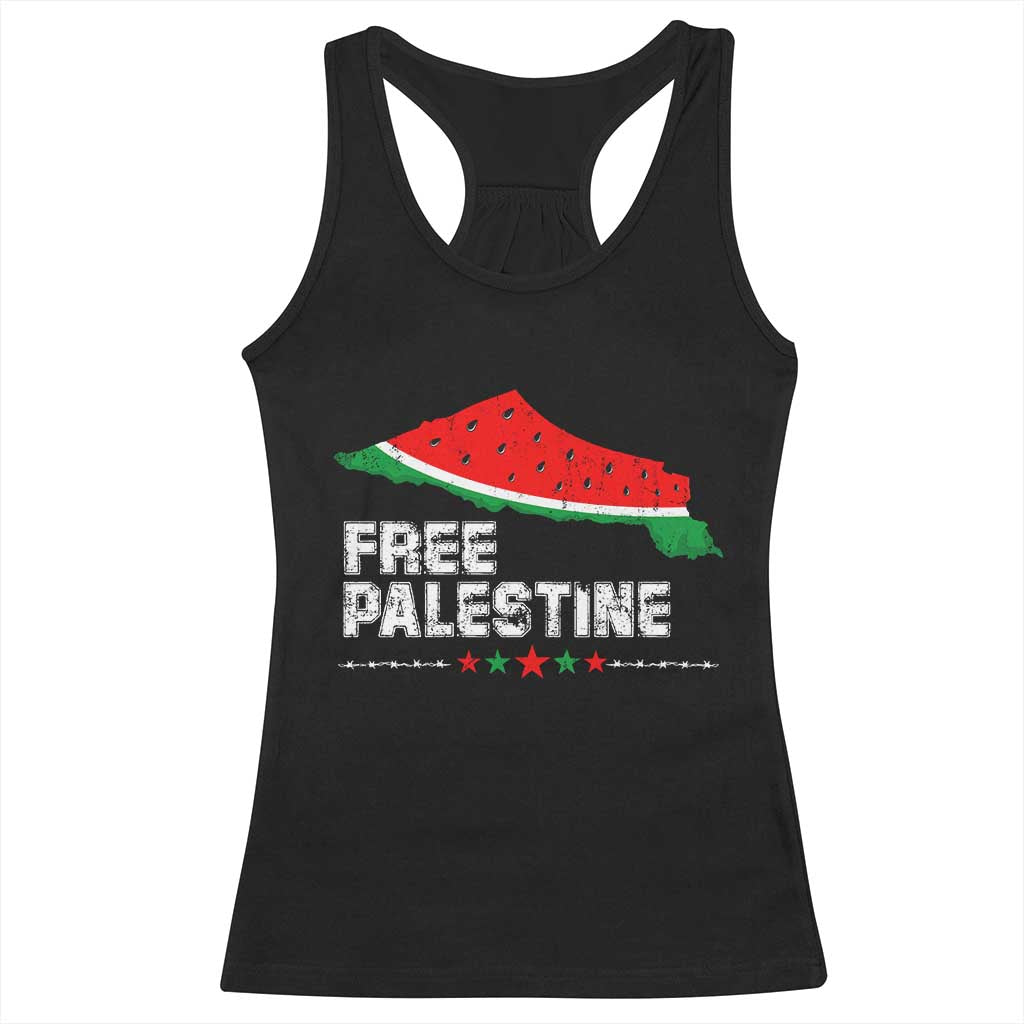 Free Palestine Racerback Tank Top Watermelon Map TS10 Black Print Your Wear