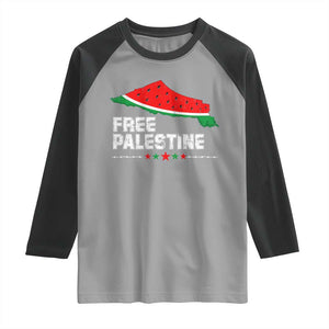 Free Palestine Raglan Shirt Watermelon Map TS10 Sport Gray Black Print Your Wear