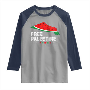 Free Palestine Raglan Shirt Watermelon Map TS10 Sport Gray Navy Print Your Wear