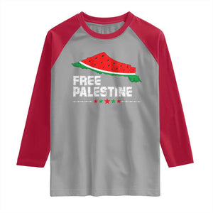 Free Palestine Raglan Shirt Watermelon Map TS10 Sport Gray Red Print Your Wear