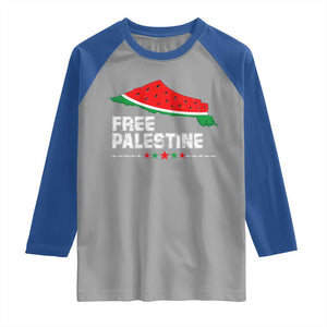 Free Palestine Raglan Shirt Watermelon Map TS10 Sport Gray Royal Print Your Wear