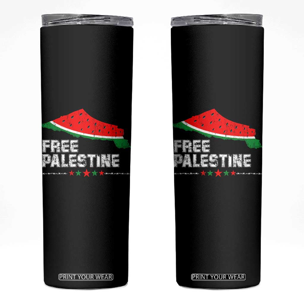 Free Palestine Skinny Tumbler Watermelon Map TS10 Black Print Your Wear