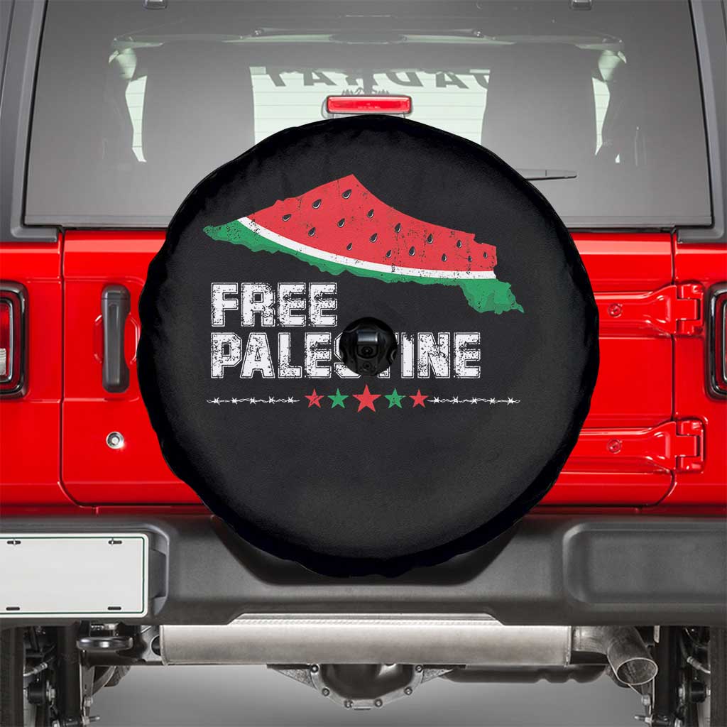 Free Palestine Spare Tire Cover Watermelon Map TS10 Black Print Your Wear