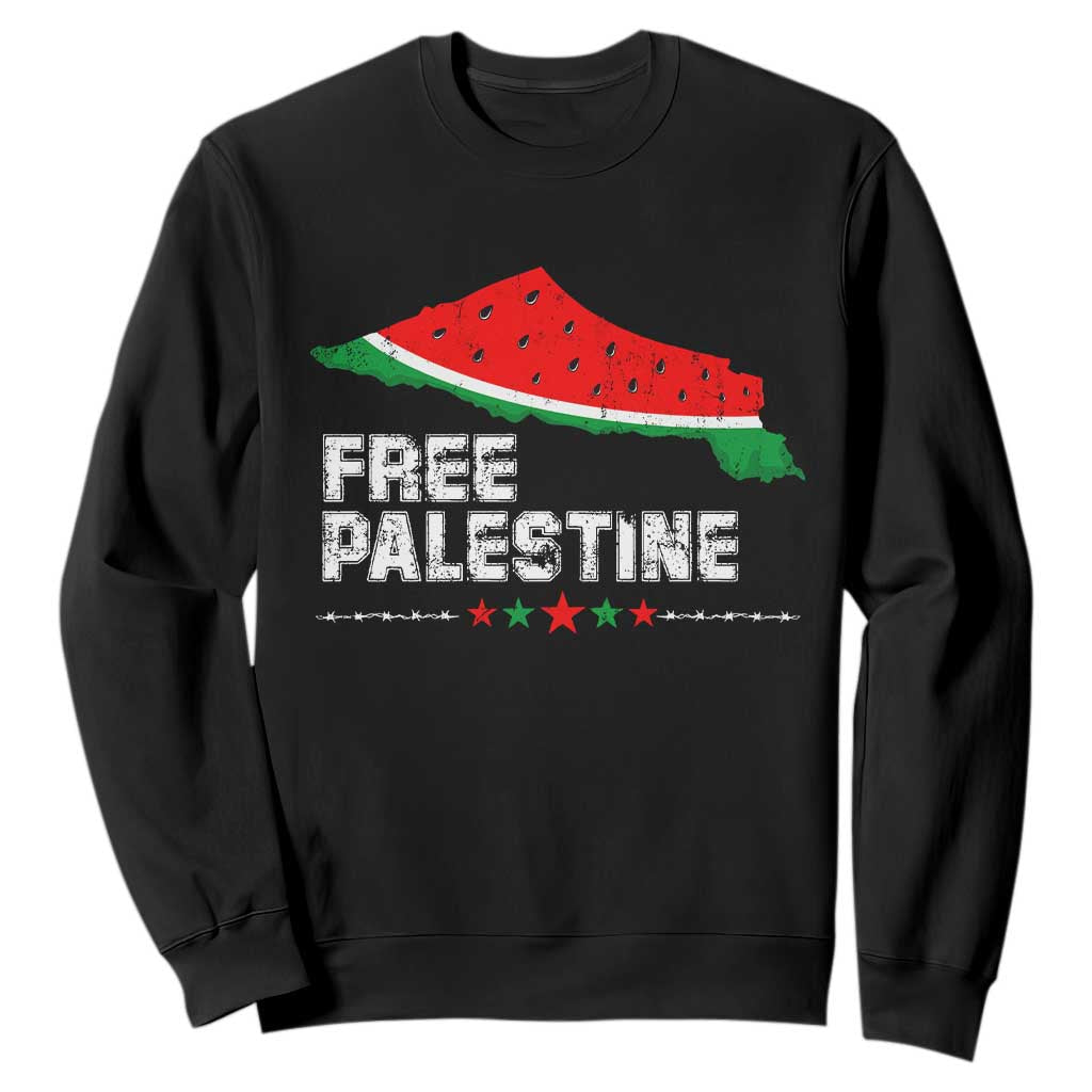 Free Palestine Sweatshirt Watermelon Map - Print Your Wear