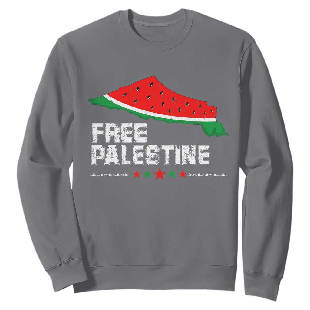Free Palestine Sweatshirt Watermelon Map TS10 Charcoal Print Your Wear