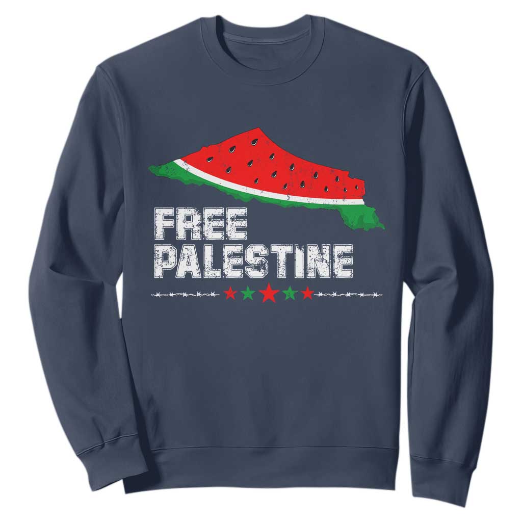 Free Palestine Sweatshirt Watermelon Map TS10 Navy Print Your Wear
