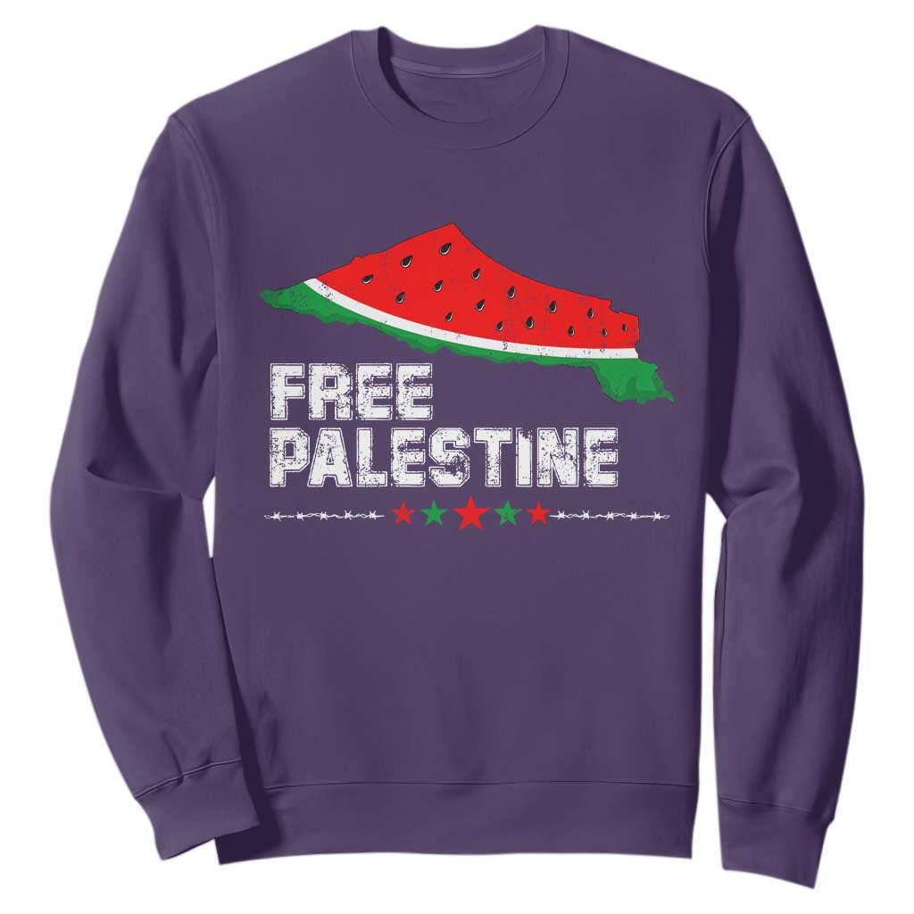 Free Palestine Sweatshirt Watermelon Map TS10 Purple Print Your Wear