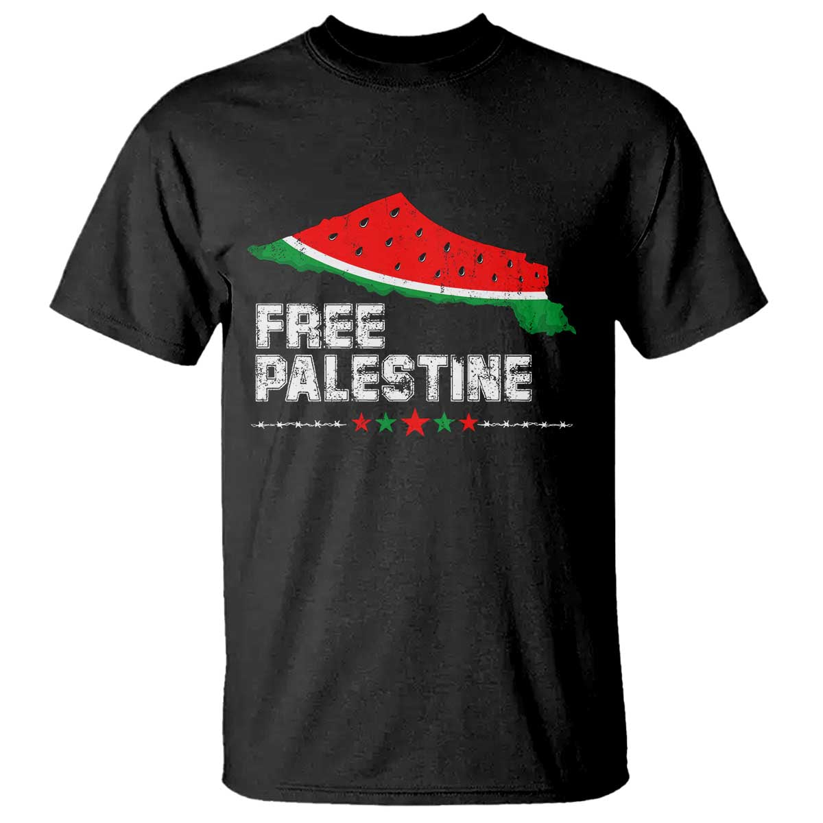 Free Palestine T Shirt Watermelon Map TS10 Black Print Your Wear