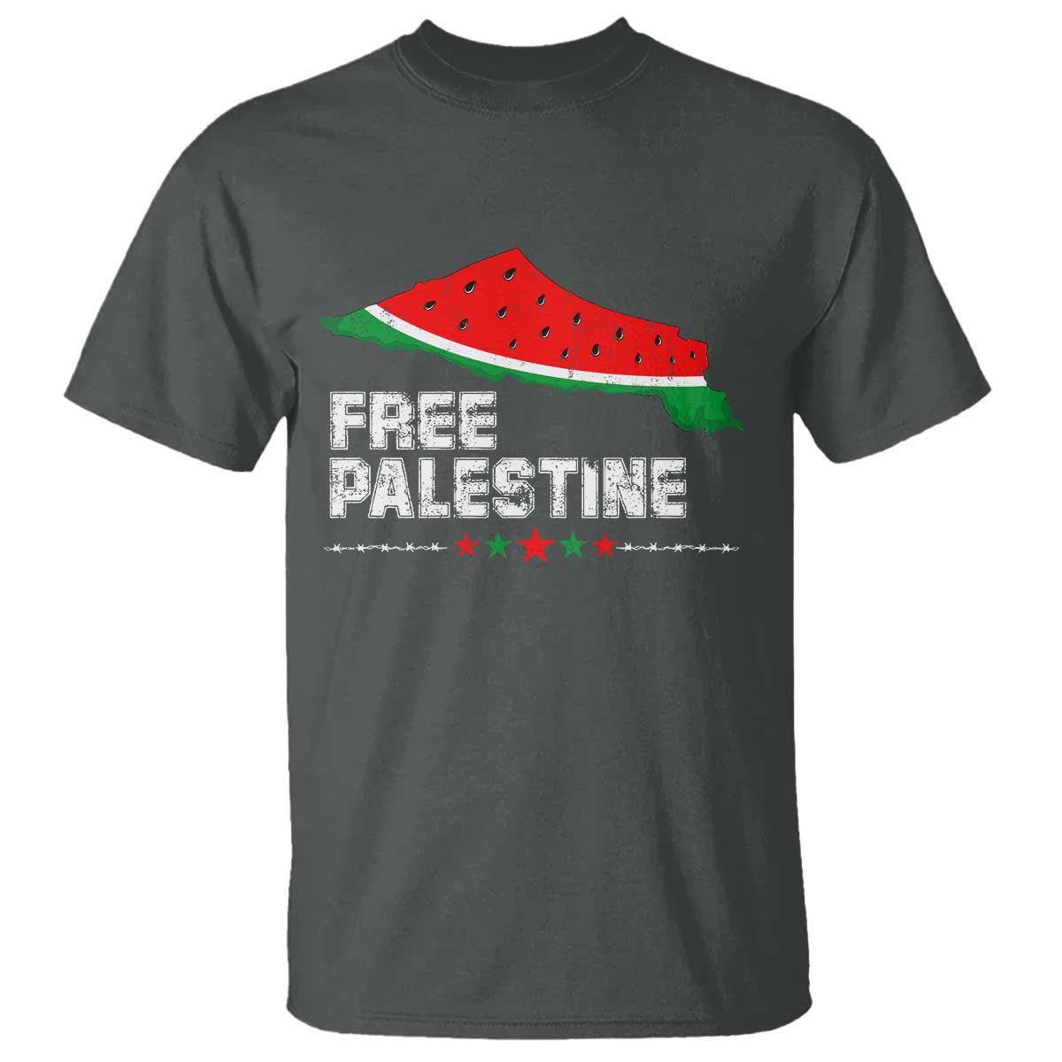 Free Palestine T Shirt Watermelon Map TS10 Dark Heather Print Your Wear