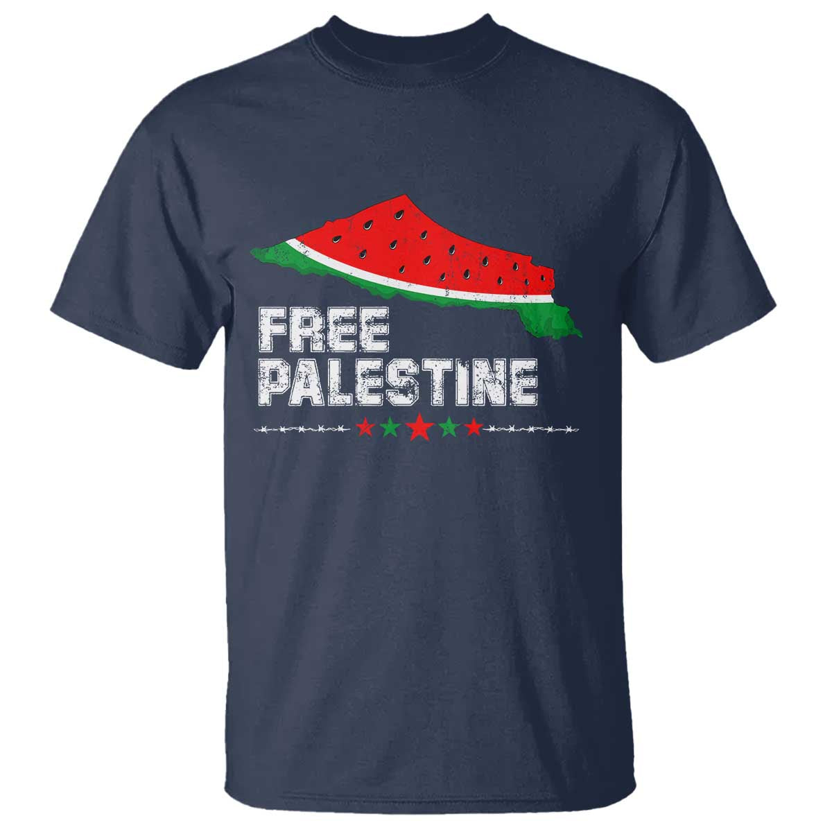 Free Palestine T Shirt Watermelon Map TS10 Navy Print Your Wear
