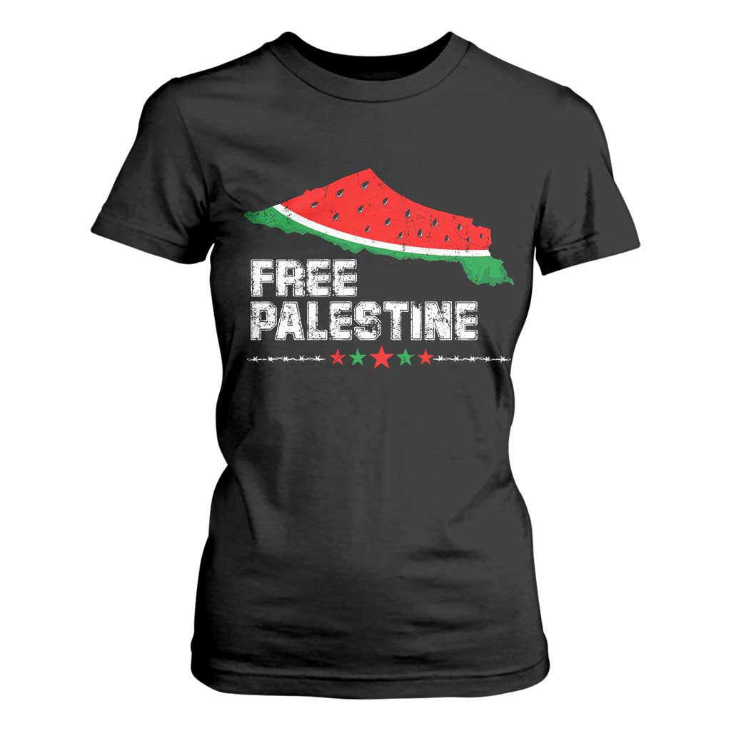 Free Palestine T Shirt For Women Watermelon Map TS10 Black Print Your Wear