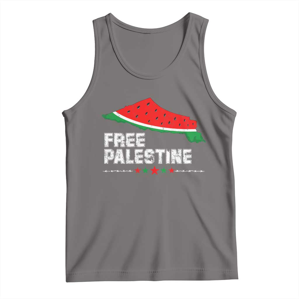 Free Palestine Tank Top Watermelon Map TS10 Deep Heather Print Your Wear