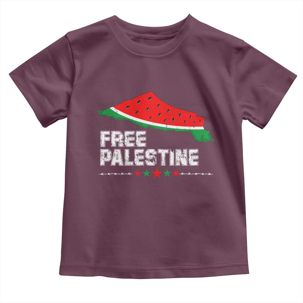 Free Palestine Toddler T Shirt Watermelon Map TS10 Maroon Print Your Wear
